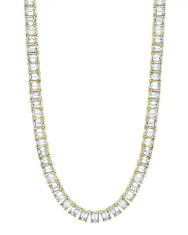 Neiman Marcus Diamonds x Christina Adamo 18K Gold North-South Emerald-Cut Prong-Set Diamond Tennis Necklace, 16"L, 22.20tcw | Thumbnail 1