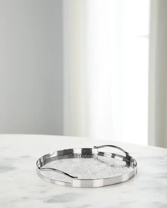 John-Richard Collection Silver Serpent Tray, Small Round