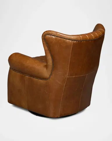 Sarreid Bugatti Leather Swivel Chair | Thumbnail 2 Sarreid Bugatti Leather Swivel Chair | Thumbnail 2