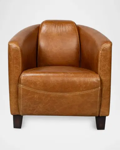 Sarreid Mandy Leather Arm Chair | Thumbnail 2 Sarreid Mandy Leather Arm Chair | Thumbnail 2