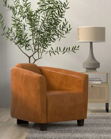 Sarreid Mandy Leather Arm Chair | Thumbnail 5 Sarreid Mandy Leather Arm Chair | Thumbnail 5