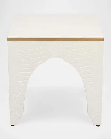 Sarreid Croco-Embossed Leather Stool | Thumbnail 2 Sarreid Croco-Embossed Leather Stool | Thumbnail 2