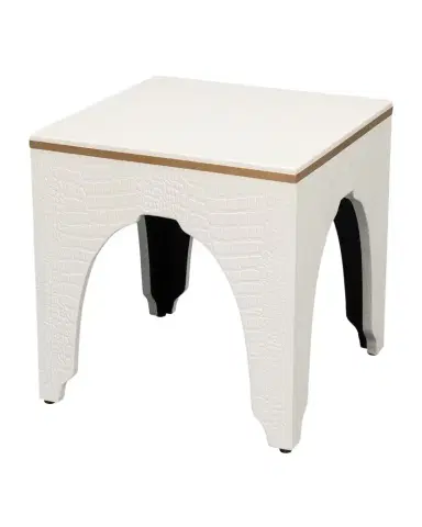 Sarreid Croco-Embossed Leather Stool | Thumbnail 1 Sarreid Croco-Embossed Leather Stool | Thumbnail 1