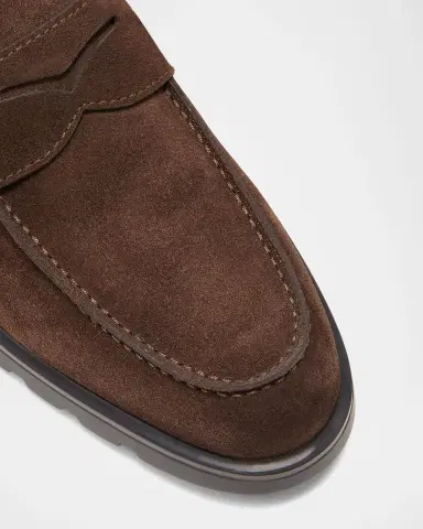 Santoni Men's Rock Suede Lug Sole Penny Loafers | Thumbnail 2 Santoni Men's Rock Suede Lug Sole Penny Loafers | Thumbnail 2