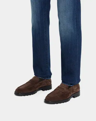 Santoni Men's Rock Suede Lug Sole Penny Loafers | Thumbnail 3 Santoni Men's Rock Suede Lug Sole Penny Loafers | Thumbnail 3