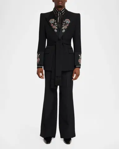 Valentino Garavani Men's Silk Chiffon Metallic-Stripe Sport Shirt | Thumbnail 2 Valentino Garavani Men's Silk Chiffon Metallic-Stripe Sport Shirt | Thumbnail 2