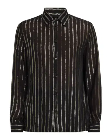 Valentino Garavani Men's Silk Chiffon Metallic-Stripe Sport Shirt | Thumbnail 1 Valentino Garavani Men's Silk Chiffon Metallic-Stripe Sport Shirt | Thumbnail 1