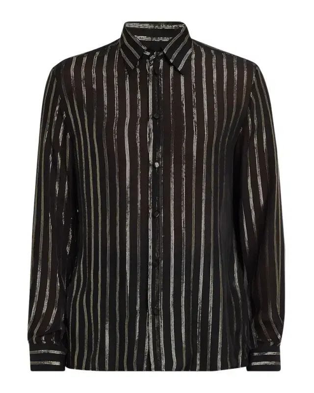 Valentino Garavani Men 's Silk Chiffon Metallic-Stripe Sport Shirt