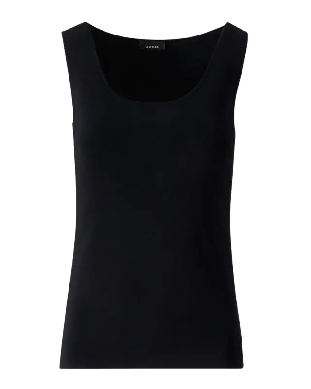 Scoop-Neck Viscose Rib Knit Tank Top