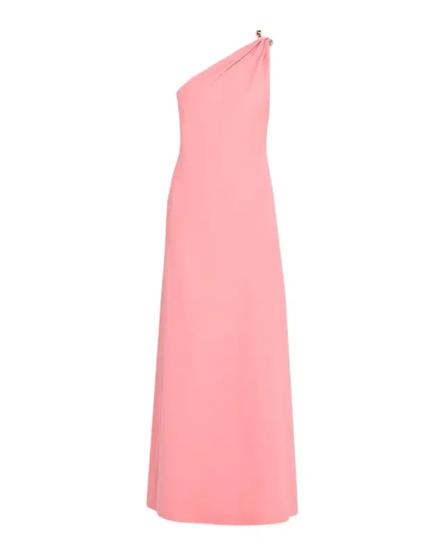 Plumeria One-Shoulder Draped Wool Gown