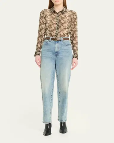 Nili Lotan Gaia Slim Snake-Print Sheer Blouse | Thumbnail 2 Nili Lotan Gaia Slim Snake-Print Sheer Blouse | Thumbnail 2