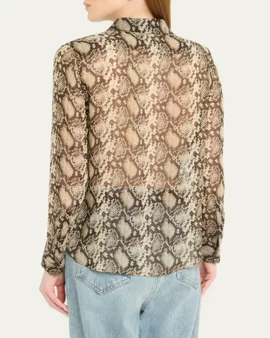 Nili Lotan Gaia Slim Snake-Print Sheer Blouse | Thumbnail 3 Nili Lotan Gaia Slim Snake-Print Sheer Blouse | Thumbnail 3