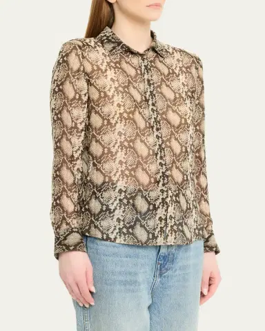 Nili Lotan Gaia Slim Snake-Print Sheer Blouse | Thumbnail 4 Nili Lotan Gaia Slim Snake-Print Sheer Blouse | Thumbnail 4