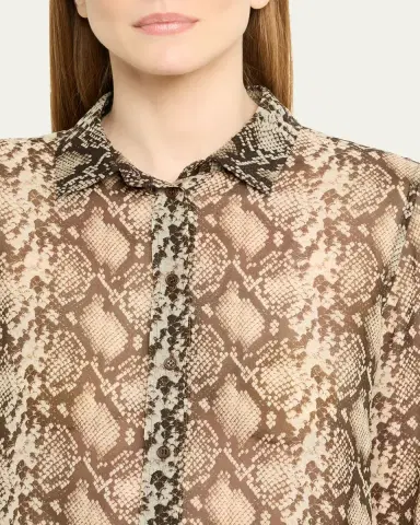 Nili Lotan Gaia Slim Snake-Print Sheer Blouse | Thumbnail 5 Nili Lotan Gaia Slim Snake-Print Sheer Blouse | Thumbnail 5
