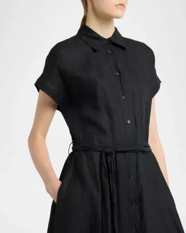 Kiton Linen Belted Midi Shirtdress | Thumbnail 5