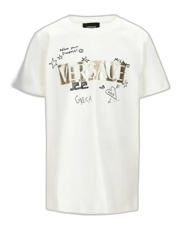 Versace Kid 's Foiled Logo Short-Sleeve T-Shirt, Size 6-14