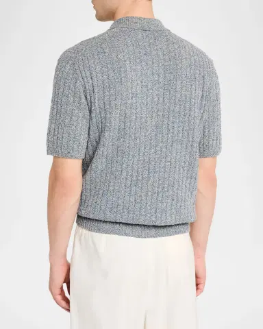 Dolce & Gabbana Men's Cotton and Linen Rib-Knit Short-Sleeve Sweater | Thumbnail 3