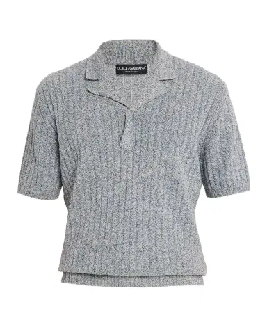 Dolce & Gabbana Men's Cotton and Linen Rib-Knit Short-Sleeve Sweater | Thumbnail 1