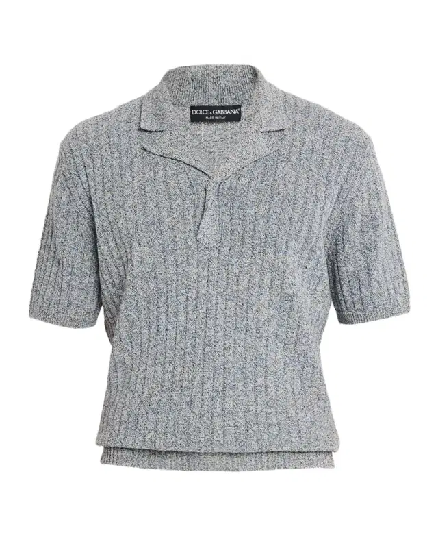 Men 's Cotton and Linen Rib-Knit Short-Sleeve Sweater