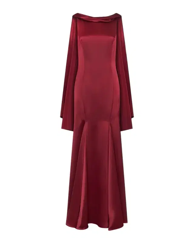 Nicolette Pleated Draped Satin Gown