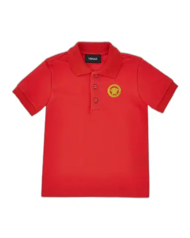 Versace Boy's Short-Sleeve Cotton Polo Shirt, Size 12M-5 | Thumbnail 1 Versace Boy's Short-Sleeve Cotton Polo Shirt, Size 12M-5 | Thumbnail 1