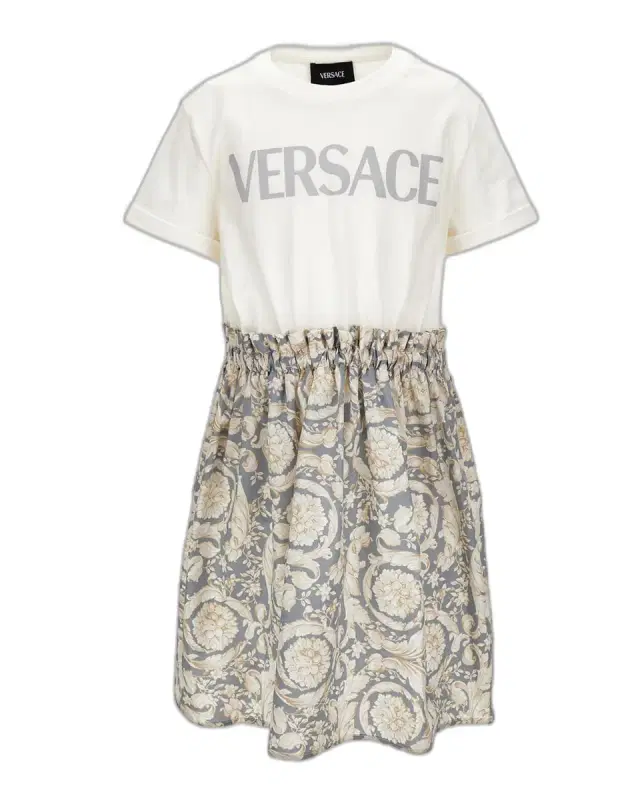 Versace Girl 's Logo Barocco-Print T-Shirt Dress, Size 6-14