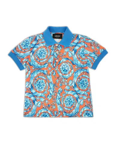 Versace Boy's Barocco Short-Sleeve Polo Shirt, Size 12M-5 | Thumbnail 1 Versace Boy's Barocco Short-Sleeve Polo Shirt, Size 12M-5 | Thumbnail 1
