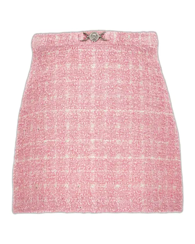Versace Girl 's Vichy Tweed Mini Skirt, Size -14