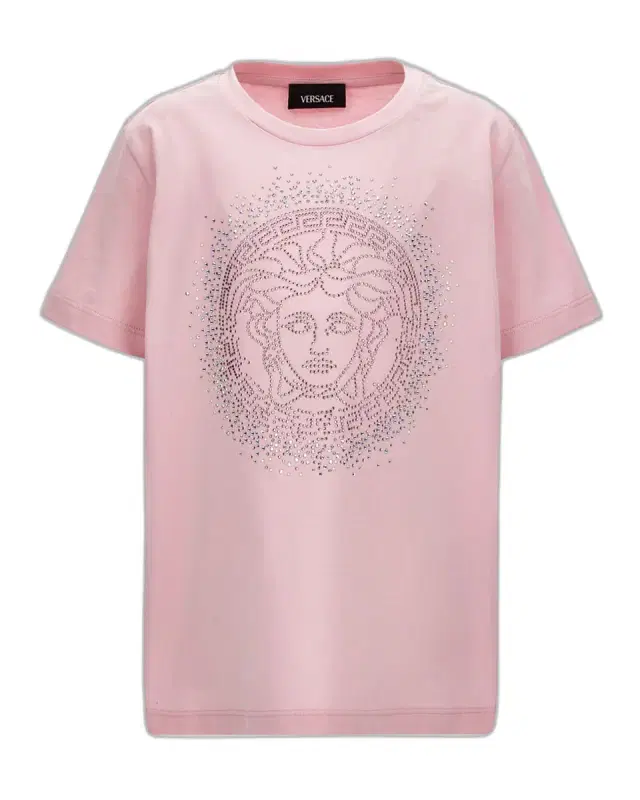 Versace Girl 's Rhinestone Medusa Short-Sleeve Cotton T-Shirt, Size 6-14