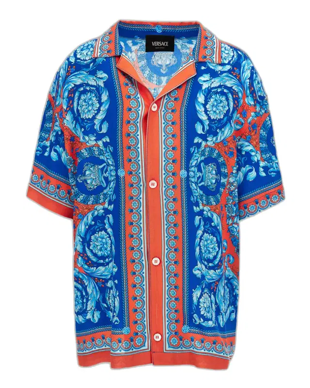 Boy 's Barocco Camp Shirt, Size 6-