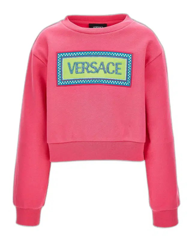 Versace Girl 's '90s Vintage Logo Cotton Fleece Sweatshirt, Size 6-14