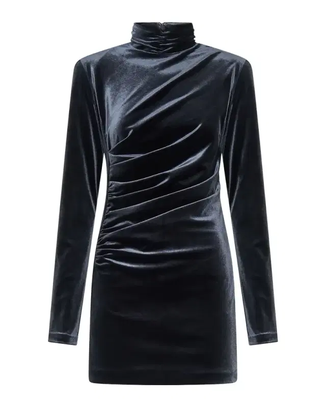 Pilar Ruched Mock-Neck Mini Dress