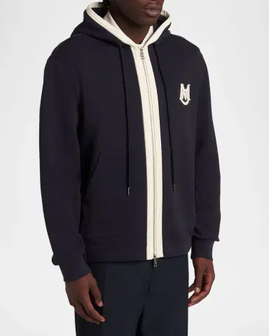 Moncler Men's Monogram Full-Zip Hoodie | Thumbnail 4