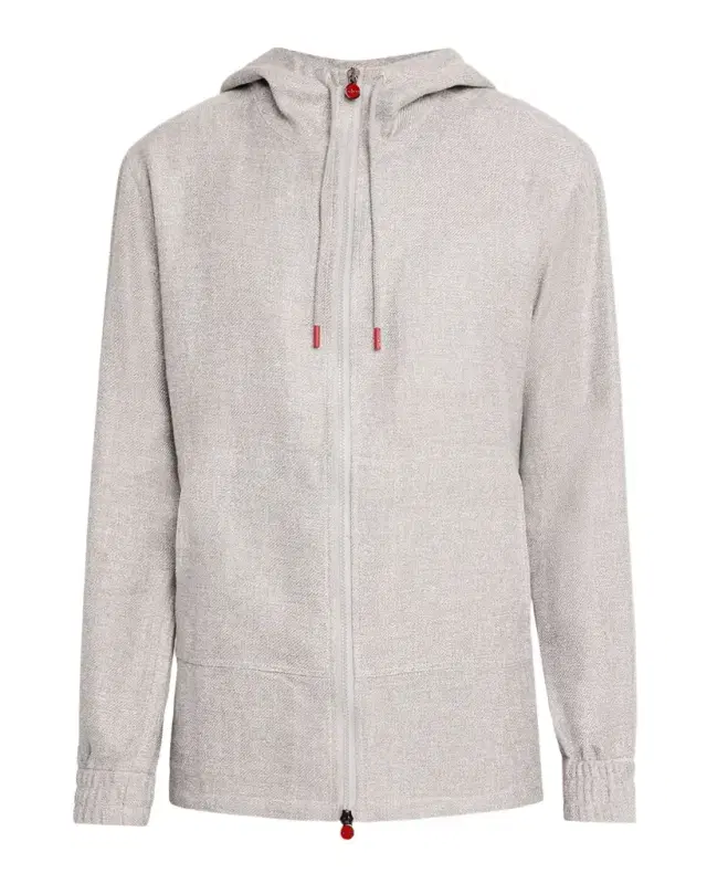 Men 's Linen, Silk and Cotton Hooded Full-Zip Overshirt