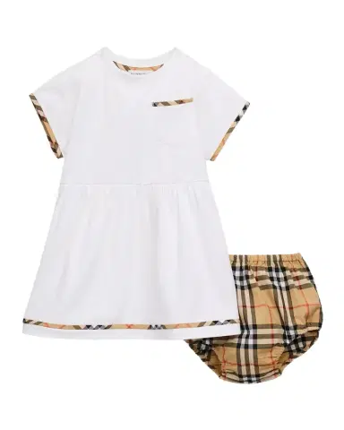 Burberry Girl 's Check-Trim Cotton Dress with Bloomers, Size 1M-18M | Thumbnail 1 Burberry Girl 's Check-Trim Cotton Dress with Bloomers, Size 1M-18M | Thumbnail 1