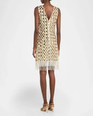 Ungaro Eastyn Sleeveless Metallic Fringe Mini Shift Dress | Thumbnail 3