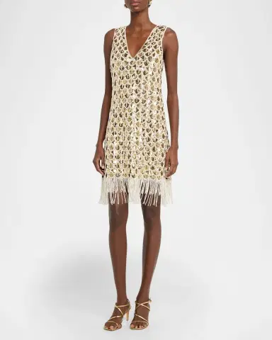 Ungaro Eastyn Sleeveless Metallic Fringe Mini Shift Dress | Thumbnail 4