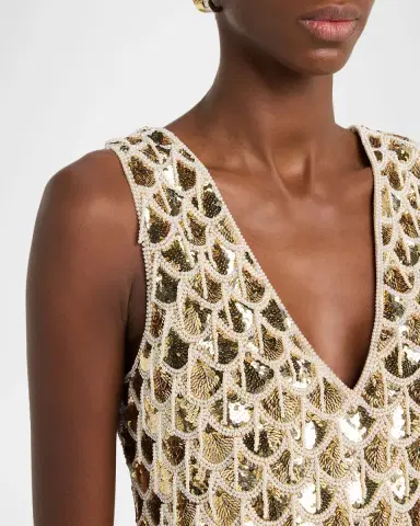 Ungaro Eastyn Sleeveless Metallic Fringe Mini Shift Dress | Thumbnail 5