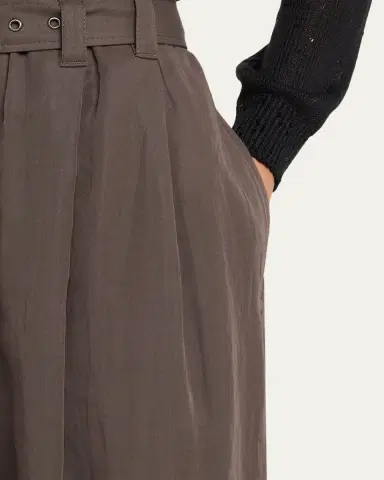 Brunello Cucinelli Sheer Cotton Voile Wide-Leg Pants With Belt | Thumbnail 5