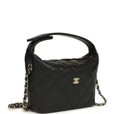 Chanel Chanel Mini Hobo Pouch with Chain Black Shiny Caviar Light Gold Hardware | Thumbnail 2 Chanel Chanel Mini Hobo Pouch with Chain Black Shiny Caviar Light Gold Hardware | Thumbnail 2