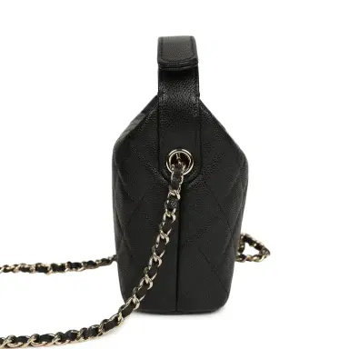 Chanel Chanel Mini Hobo Pouch with Chain Black Shiny Caviar Light Gold Hardware | Thumbnail 3 Chanel Chanel Mini Hobo Pouch with Chain Black Shiny Caviar Light Gold Hardware | Thumbnail 3