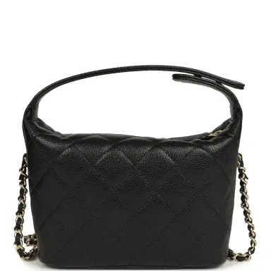 Chanel Chanel Mini Hobo Pouch with Chain Black Shiny Caviar Light Gold Hardware | Thumbnail 4 Chanel Chanel Mini Hobo Pouch with Chain Black Shiny Caviar Light Gold Hardware | Thumbnail 4