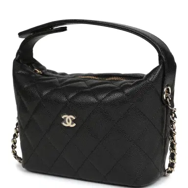 Chanel Chanel Mini Hobo Pouch with Chain Black Shiny Caviar Light Gold Hardware | Thumbnail 5 Chanel Chanel Mini Hobo Pouch with Chain Black Shiny Caviar Light Gold Hardware | Thumbnail 5