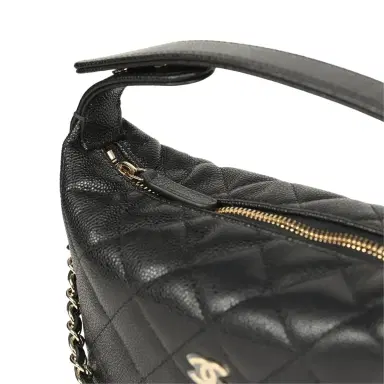 Chanel Chanel Mini Hobo Pouch with Chain Black Shiny Caviar Light Gold Hardware | Thumbnail 6 Chanel Chanel Mini Hobo Pouch with Chain Black Shiny Caviar Light Gold Hardware | Thumbnail 6