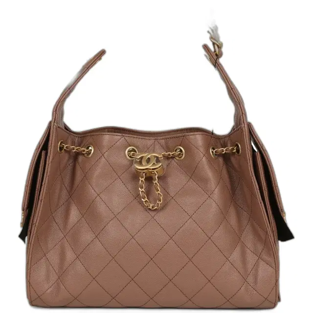 Chanel Small 25 Hobo Bag Brown Caviar Antique Gold Hardware