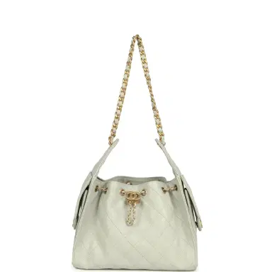 Chanel Chanel Small 25 Hobo Bag Light Green Caviar Antique Gold Hardware | Thumbnail 6