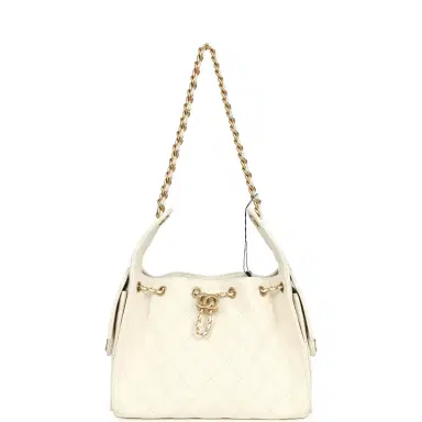 Chanel Chanel Small 25 Hobo Bag White Caviar Antique Gold Hardware | Thumbnail 6 Chanel Chanel Small 25 Hobo Bag White Caviar Antique Gold Hardware | Thumbnail 6