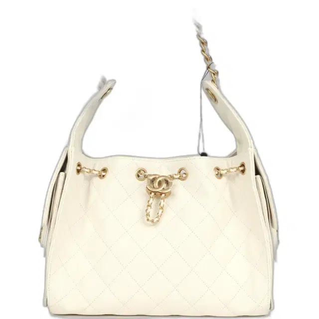 Chanel Small 25 Hobo Bag White Caviar Antique Gold Hardware