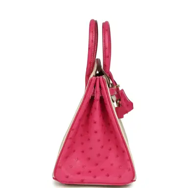 HERMÈS Hermes Special Order (HSS) Birkin 25 Rose Tyrien and Beton Ostrich Permabrass Hardware | Thumbnail 3