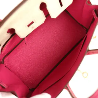 HERMÈS Hermes Special Order (HSS) Birkin 25 Rose Tyrien and Beton Ostrich Permabrass Hardware | Thumbnail 8
